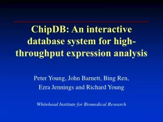 ChipDB: An interactive database system for high-throughput expression analysis