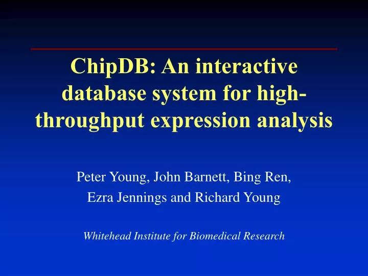 chipdb an interactive database system for high throughput expression analysis