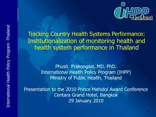 Health system performance assessment in Thailand