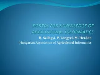 Portal for knowledge of agricultural informatics