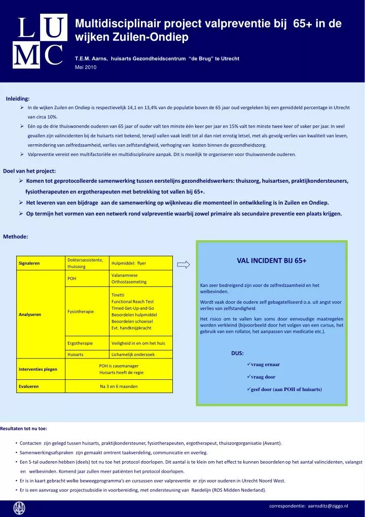 multidisciplinair project valpreventie bij 65 in de wijken zuilen ondiep