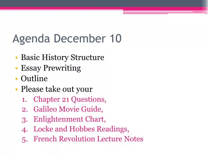 agenda december 10