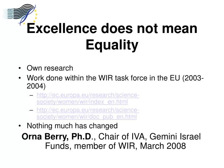 excellence does not mean equality