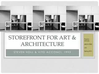 Storefront for art &amp; Architecture