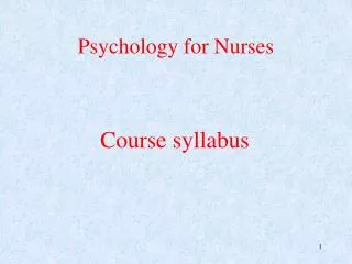 Psychology for Nurses