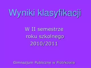wyniki klasyfikacji