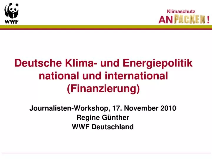 deutsche klima und energiepolitik national und international finanzierung