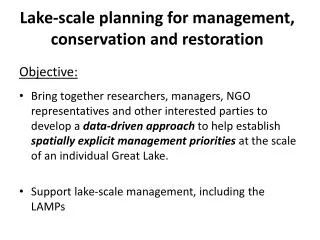 Lake-scale planning for management, conservation and restoration
