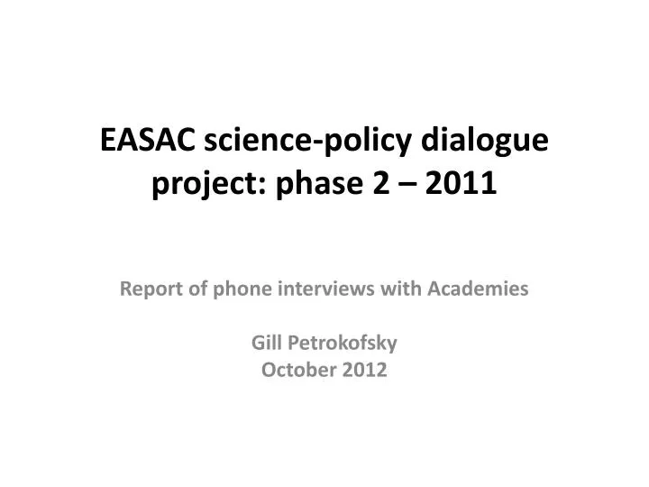 easac science policy dialogue project phase 2 2011