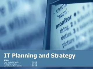 IT Planning and Strategy