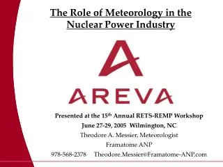 The Role of Meteorology in the Nuclear Power Industry
