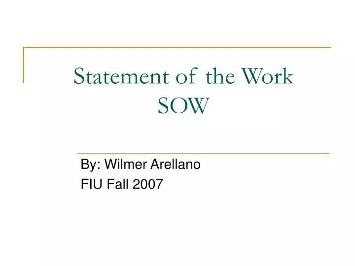 statement of the work sow