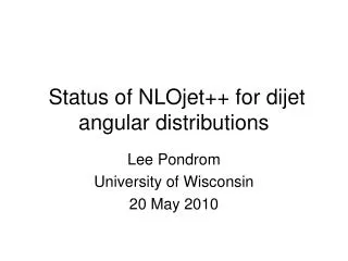 Status of NLOjet++ for dijet angular distributions