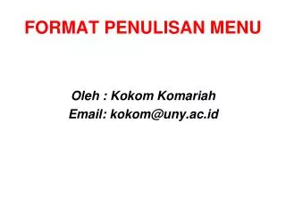 format penulisan menu