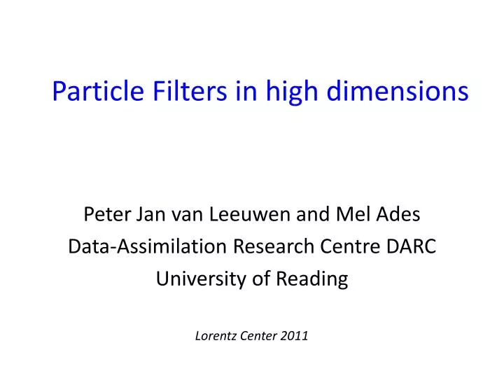 particle filters in high dimensions