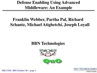Defense Enabling Using Advanced Middleware: An Example