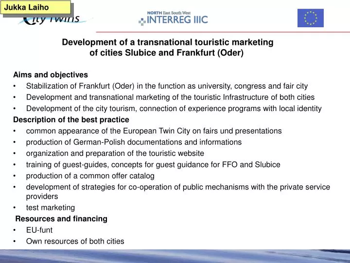 development of a transnational touristic marketing of cities slubice and frankfurt oder