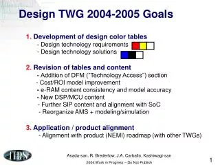 Design TWG 2004-2005 Goals