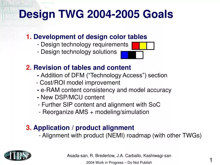 design twg 2004 2005 goals