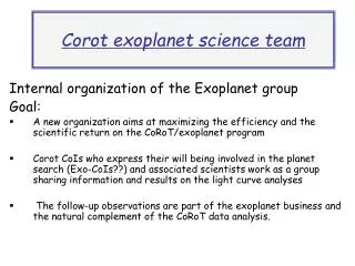 exoplanet wg exoplanet complementary observations wg
