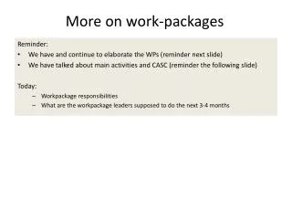 More on work-packages