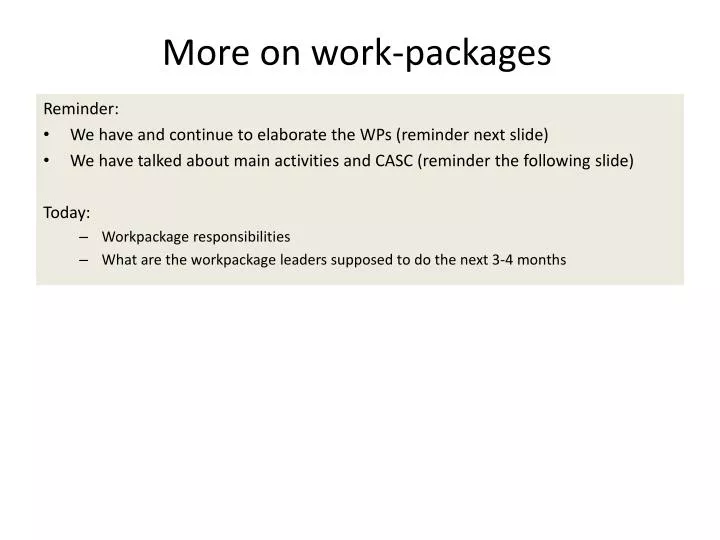more on work packages