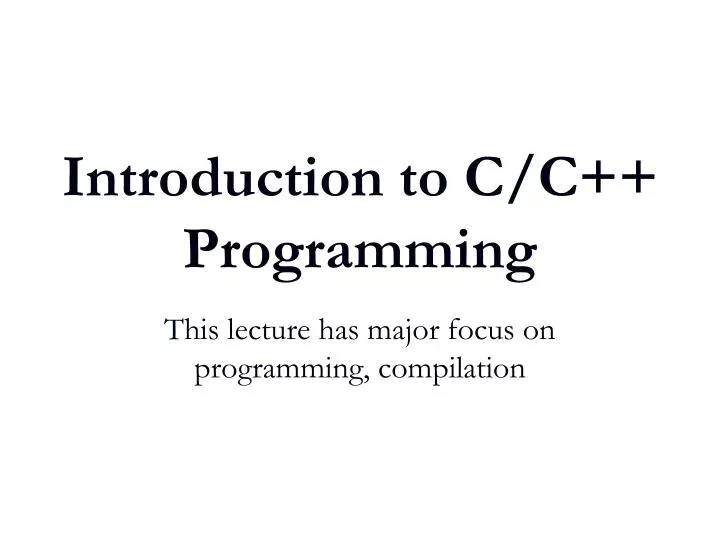 introduction to c c programming