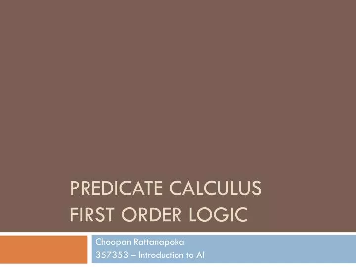 predicate calculus first order logic
