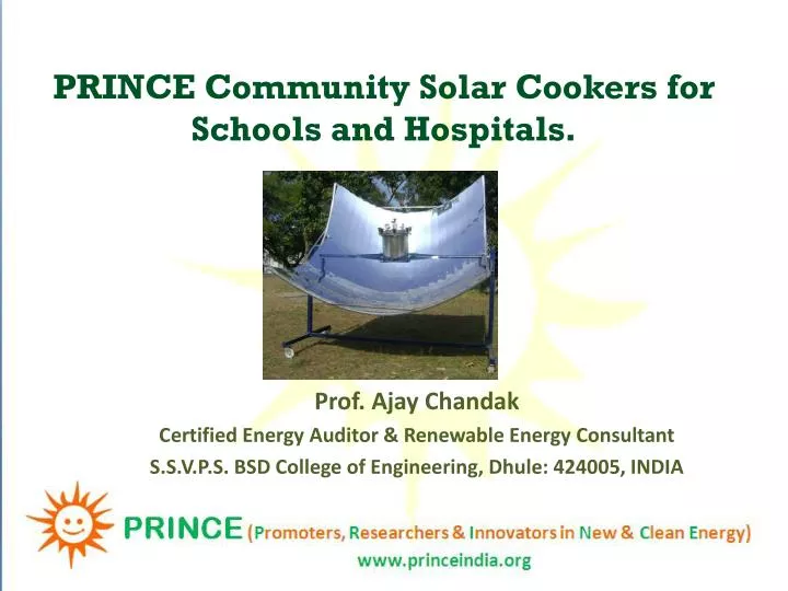 prince community solar cookers for schools and hospitals