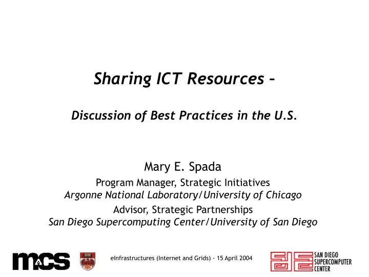 sharing ict resources discussion of best practices in the u s