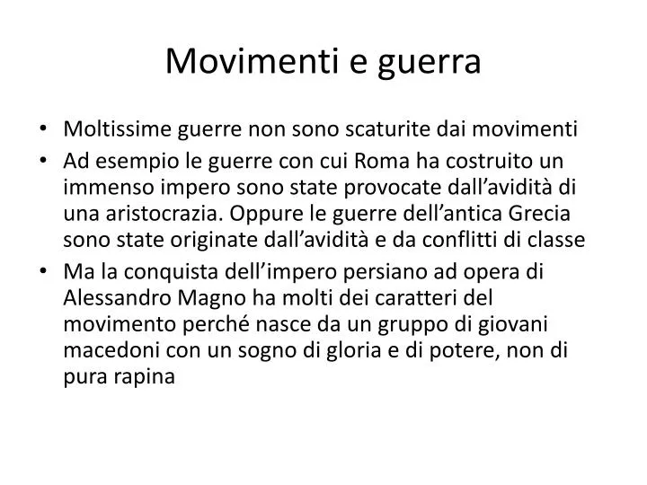 movimenti e guerra