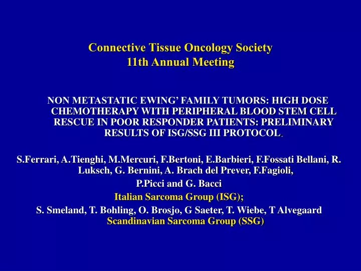 connective tissue oncology society 11th annual meeting