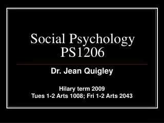 Social Psychology PS1206