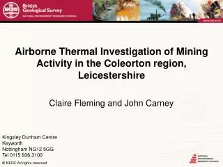 Airborne Thermal Investigation of Mining Activity in the Coleorton region, Leicestershire