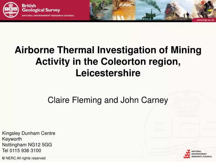 airborne thermal investigation of mining activity in the coleorton region leicestershire