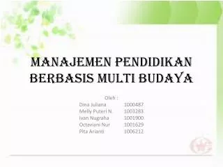 manajemen pendidikan berbasis multi budaya
