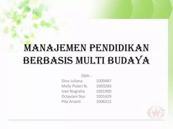 manajemen pendidikan berbasis multi budaya