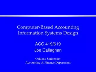 Computer-Based Accounting Information Systems Design