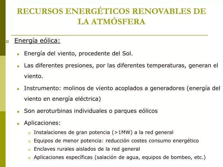 recursos energ ticos renovables de la atm sfera