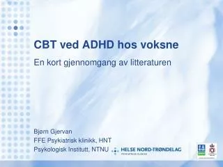 cbt ved adhd hos voksne