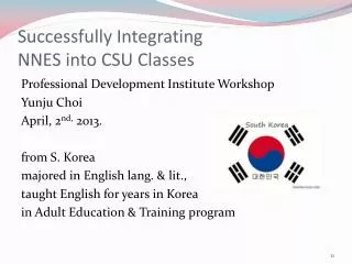 Successfully Integrating NNES into CSU Classes