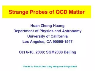 Strange Probes of QCD Matter