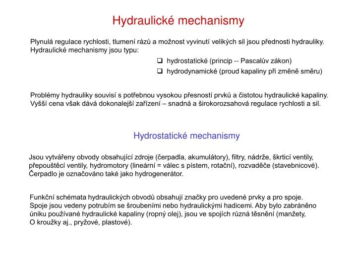 hydraulick mechanismy