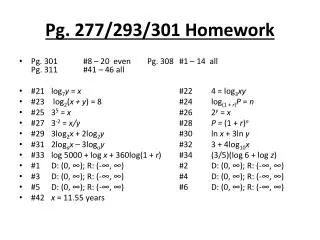 Pg. 277/293/301 Homework
