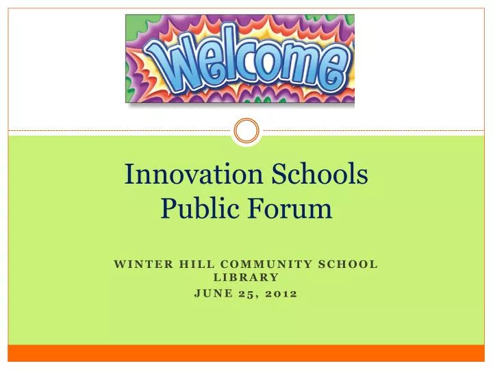 innovation schools public forum