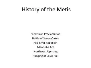 History of the Metis