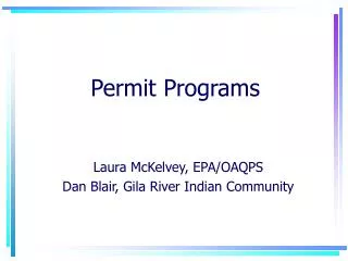 Permit Programs