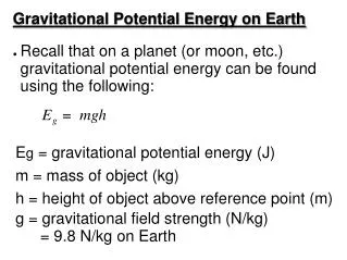 Gravitational Potential Energy on Earth