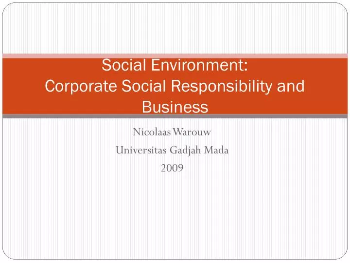 social environment corporate social responsibility and business