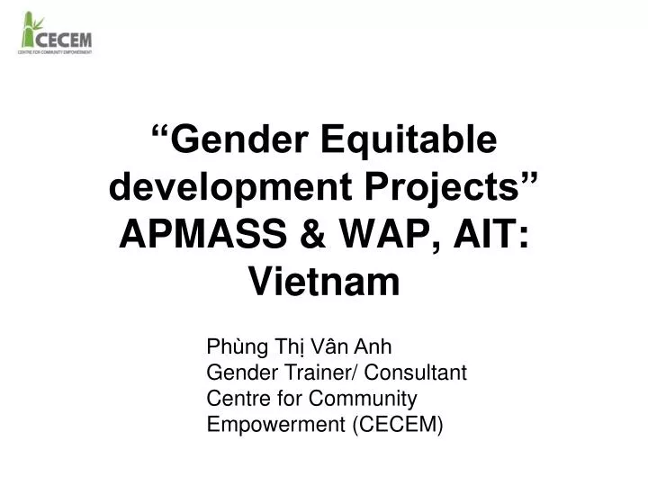 gender equitable development projects apmass wap ait vietnam